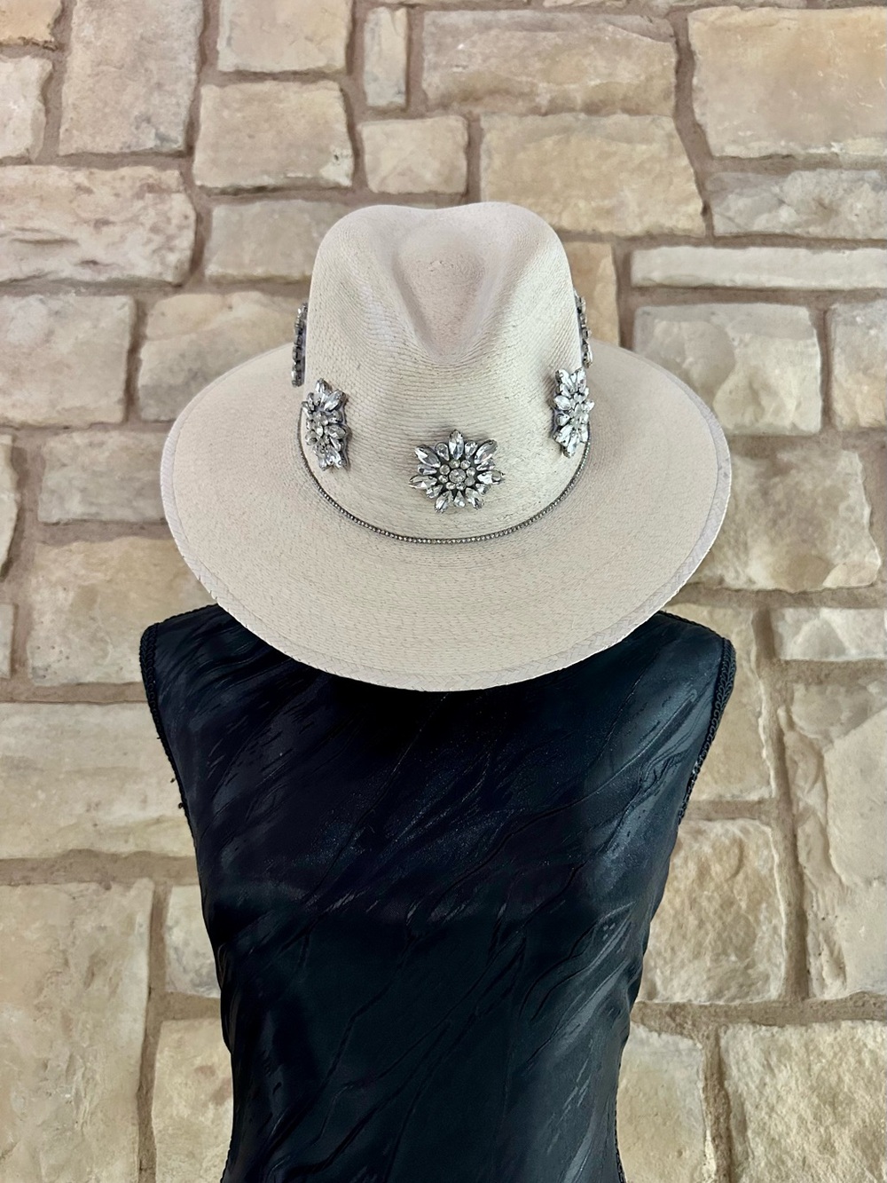 Embellished Cream Wide-Brim Women's Hat From Martina Hats